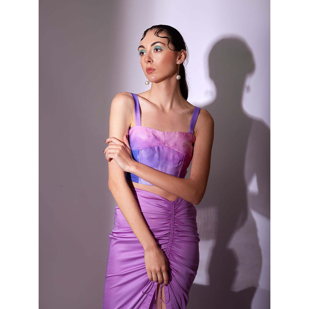 AN'ERA BY ASMITA VERMA Purple Plum Skirt with Bustier (Set of 2)