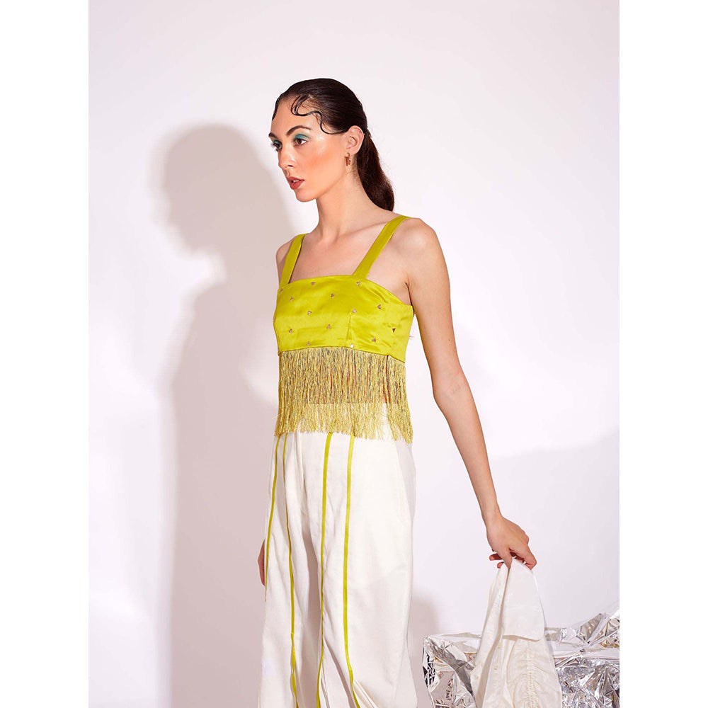 AN'ERA BY ASMITA VERMA White Esme Bustier with Shirt and Pant (Set of 3)