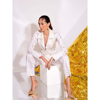 AN'ERA BY ASMITA VERMA White Cosmos Blazer with Pant (Set of 2)