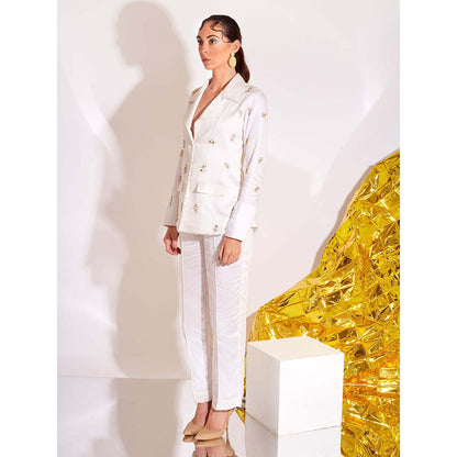 AN'ERA BY ASMITA VERMA White Cosmos Blazer with Pant (Set of 2)