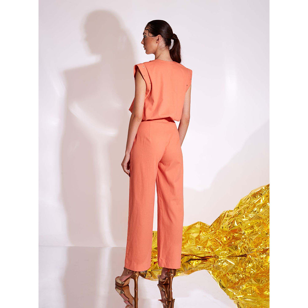 AN'ERA BY ASMITA VERMA Mod Orange Top with Pant (Set of 2)