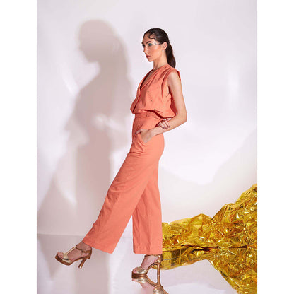 AN'ERA BY ASMITA VERMA Mod Orange Top with Pant (Set of 2)