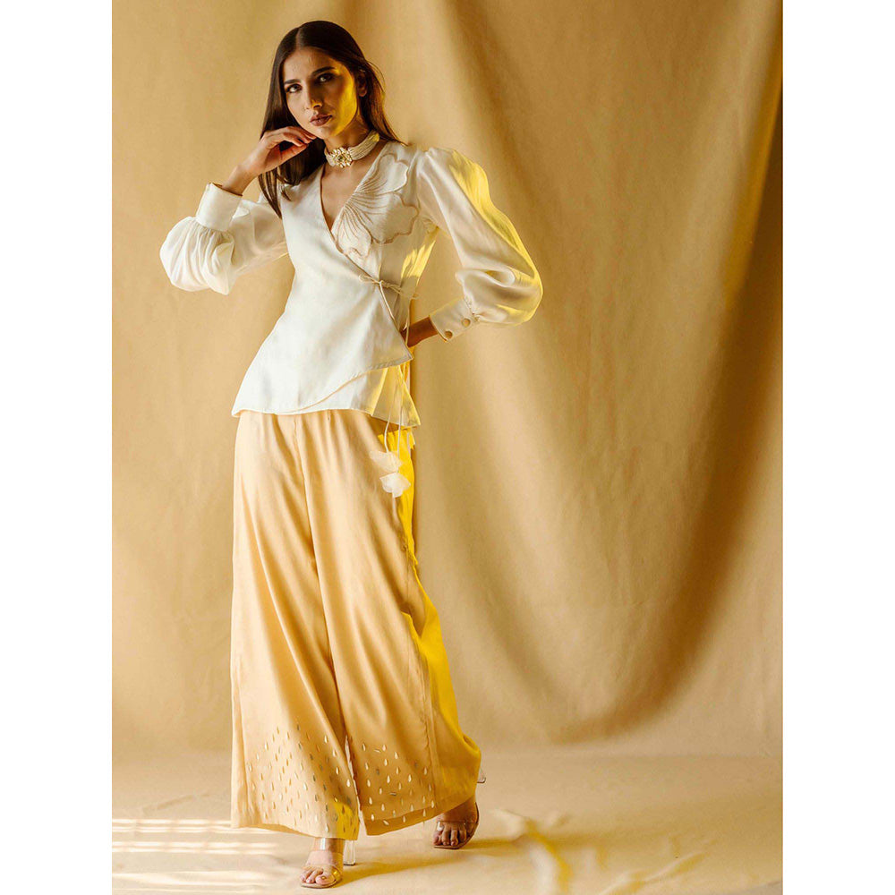 AN'ERA BY ASMITA VERMA Beige Gardenia Top with Palazzo (Set of 2)