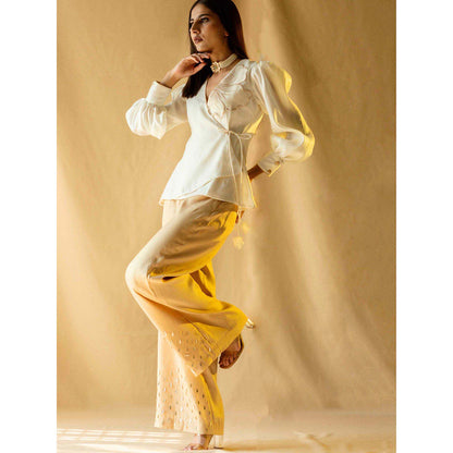 AN'ERA BY ASMITA VERMA Beige Gardenia Top with Palazzo (Set of 2)