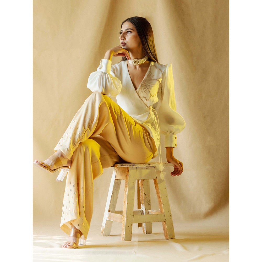 AN'ERA BY ASMITA VERMA Beige Gardenia Top with Palazzo (Set of 2)