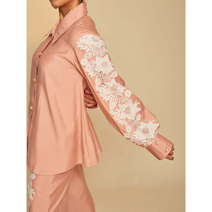 AN'ERA BY ASMITA VERMA Peach Rosella Shirt with Pant (Set of 2)