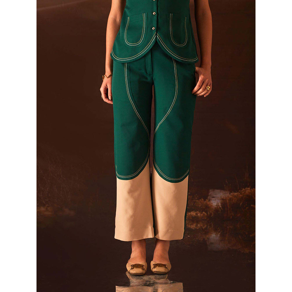 AN'ERA BY ASMITA VERMA Green Thyme Top with Pant (Set of 2)