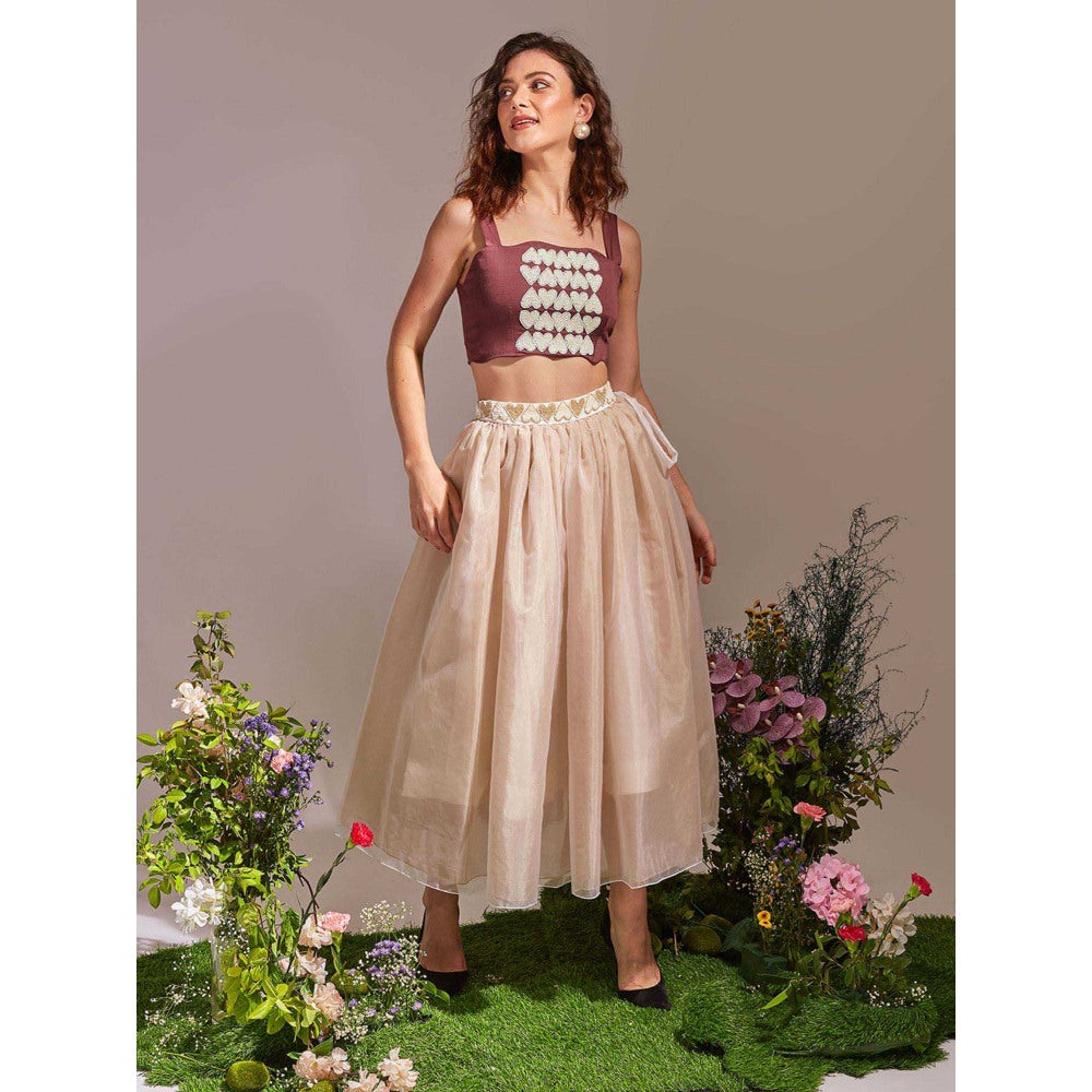 AN'ERA BY ASMITA VERMA Beige Amour Top with Skirt (Set of 2)