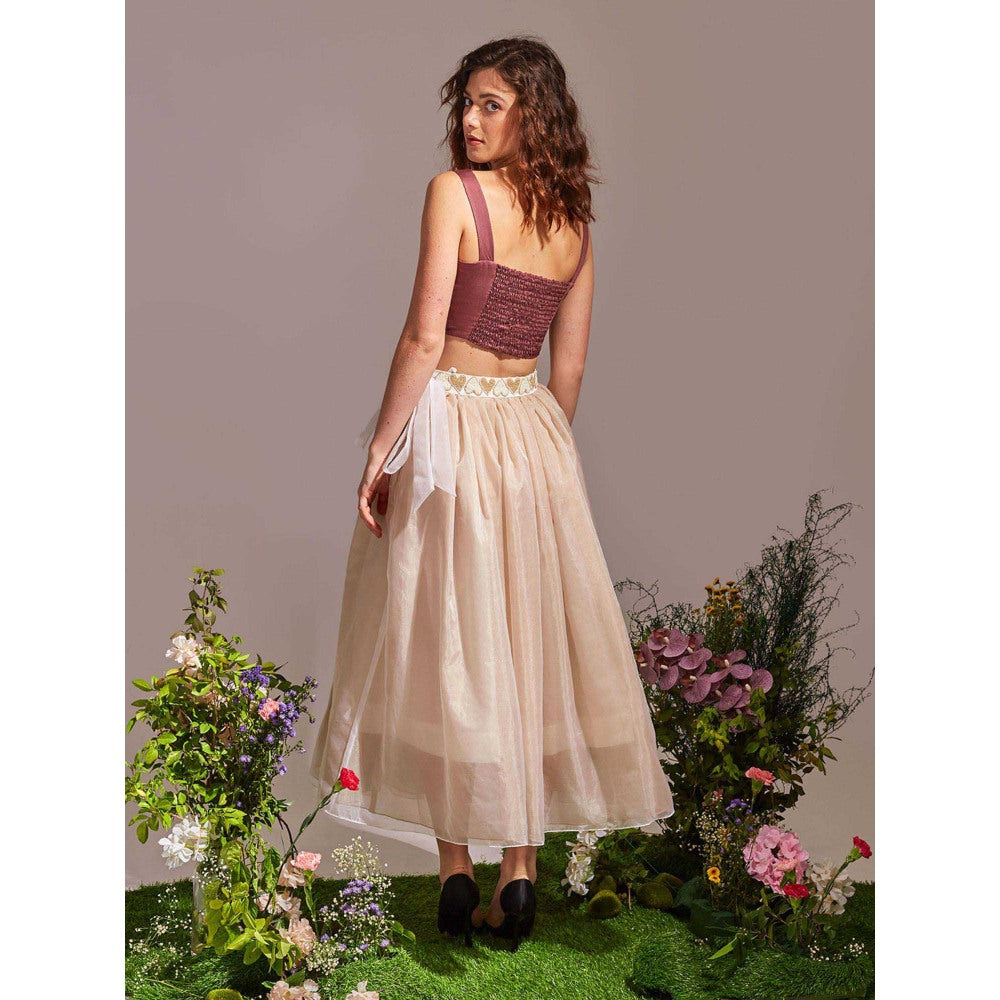 AN'ERA BY ASMITA VERMA Beige Amour Top with Skirt (Set of 2)