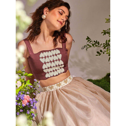 AN'ERA BY ASMITA VERMA Beige Amour Top with Skirt (Set of 2)
