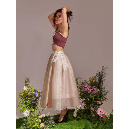 AN'ERA BY ASMITA VERMA Beige Amour Top with Skirt (Set of 2)