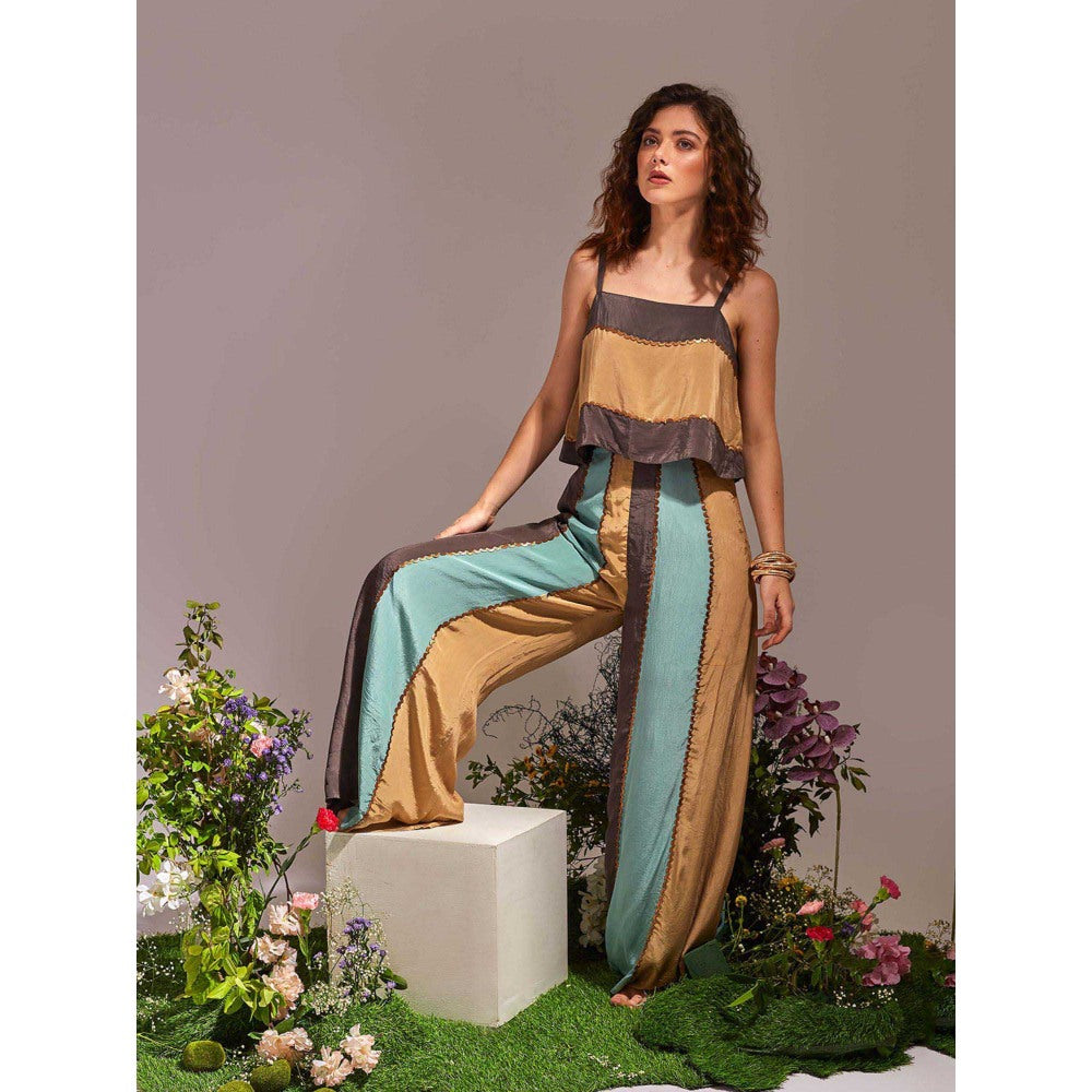 AN'ERA BY ASMITA VERMA Multi-Colour Laven Dusk Crop Top with Pant (Set of 2)