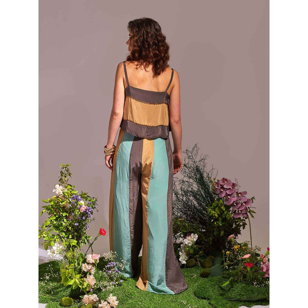 AN'ERA BY ASMITA VERMA Multi-Colour Laven Dusk Crop Top with Pant (Set of 2)