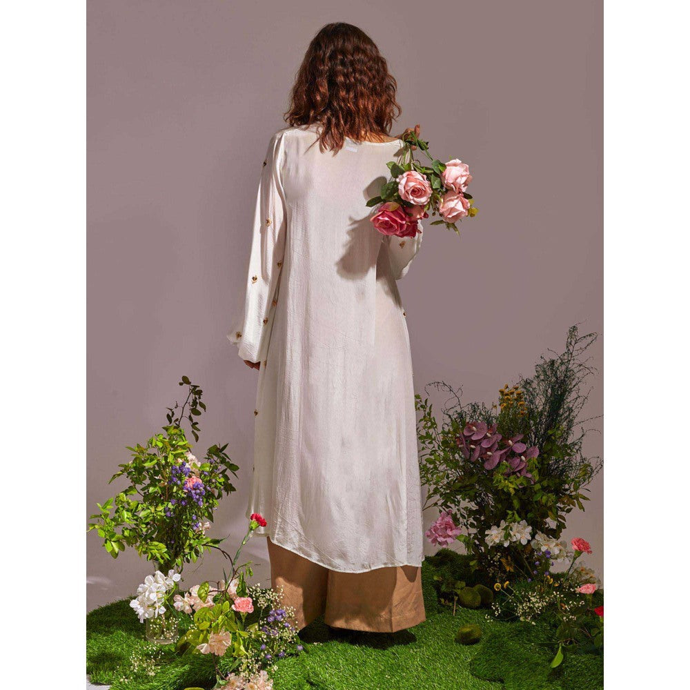 AN'ERA BY ASMITA VERMA Beige Fae Bustier with Shrug and Pant (Set of 3)