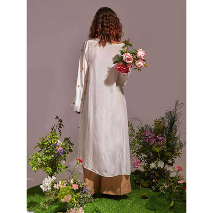 AN'ERA BY ASMITA VERMA Beige Fae Bustier with Shrug and Pant (Set of 3)