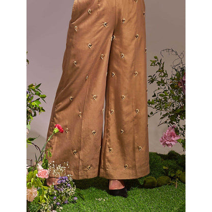 AN'ERA BY ASMITA VERMA Beige Fae Bustier with Shrug and Pant (Set of 3)