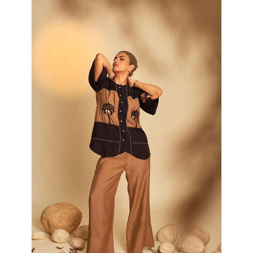 AN'ERA BY ASMITA VERMA Brown Areca Shirt with Pant (Set of 2)
