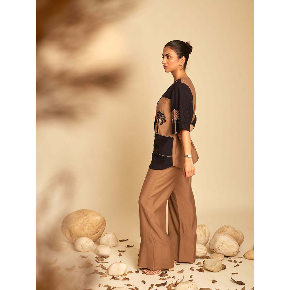 AN'ERA BY ASMITA VERMA Brown Areca Shirt with Pant (Set of 2)