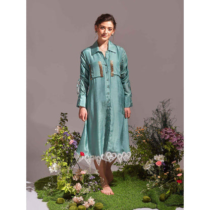 AN'ERA BY ASMITA VERMA Green Maple Midi Dress
