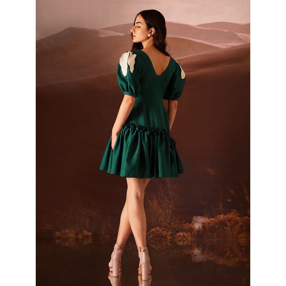 AN'ERA BY ASMITA VERMA Green Embroidered Dress