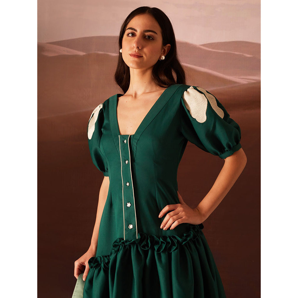 AN'ERA BY ASMITA VERMA Green Embroidered Dress