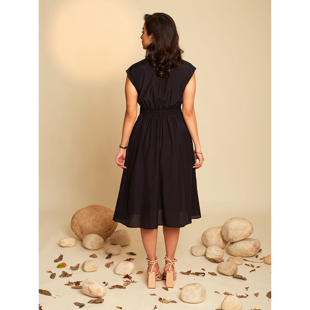 AN'ERA BY ASMITA VERMA Black Hazel Embroidered Dress