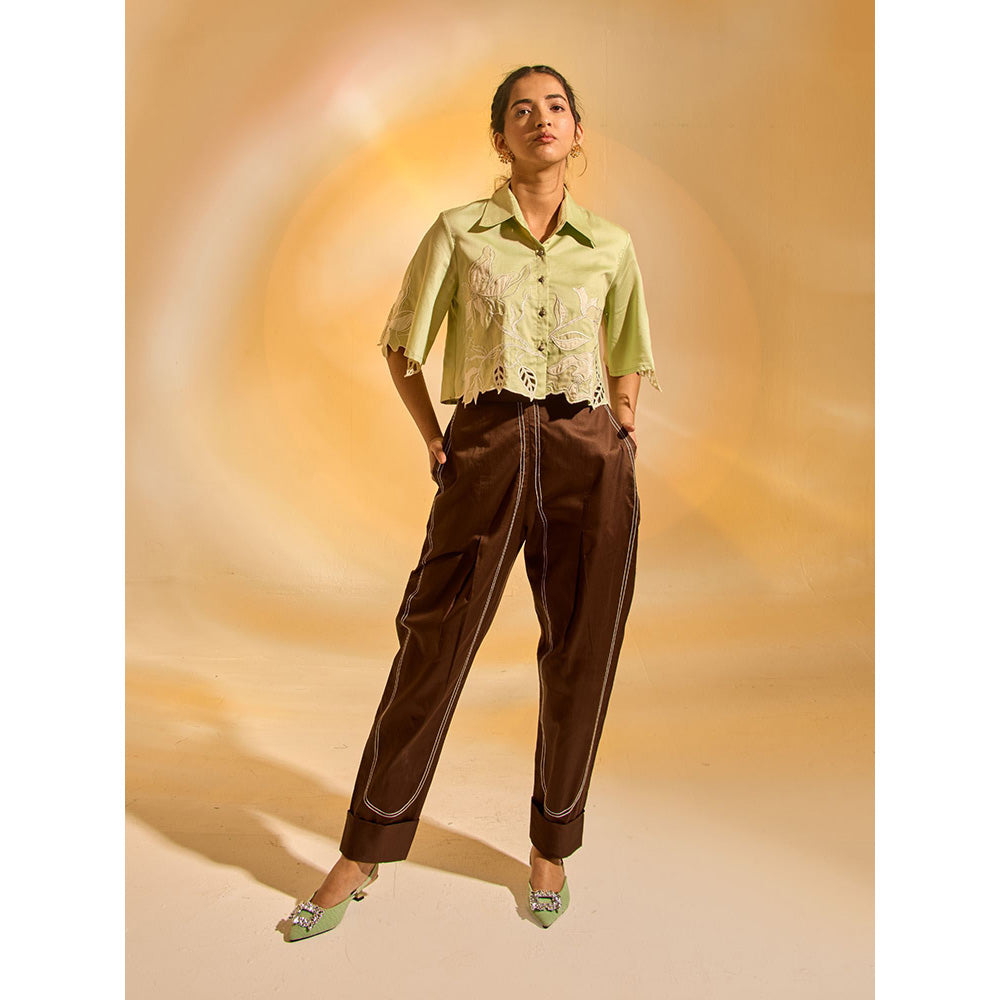 AN'ERA BY ASMITA VERMA Green Fiora Shirt With Pant (Set of 2)