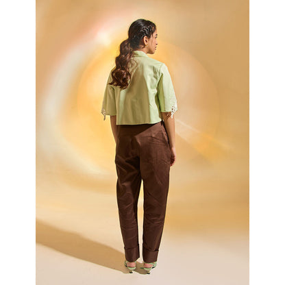 AN'ERA BY ASMITA VERMA Green Fiora Shirt With Pant (Set of 2)