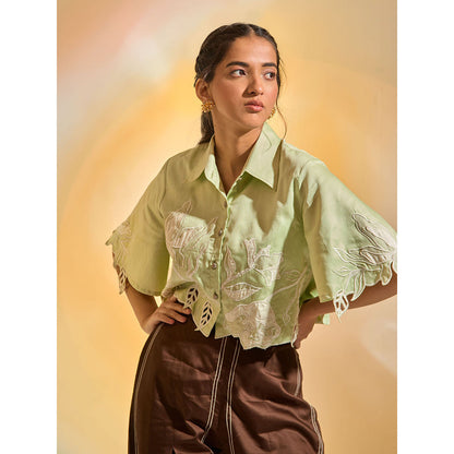 AN'ERA BY ASMITA VERMA Green Fiora Shirt With Pant (Set of 2)