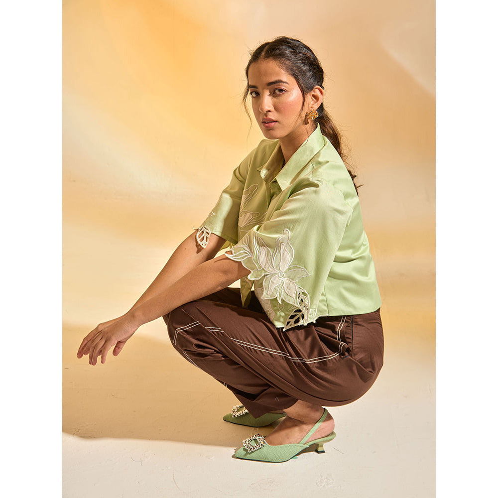 AN'ERA BY ASMITA VERMA Green Fiora Shirt With Pant (Set of 2)