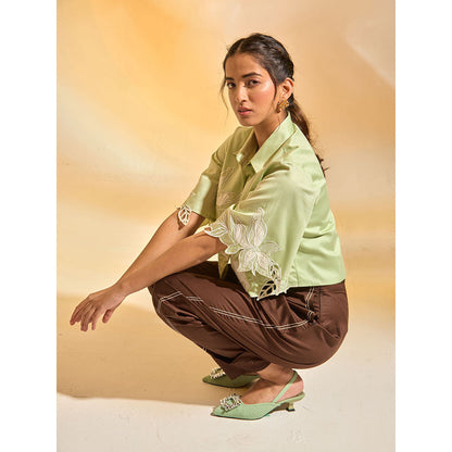 AN'ERA BY ASMITA VERMA Green Fiora Shirt With Pant (Set of 2)