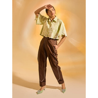 AN'ERA BY ASMITA VERMA Green Fiora Shirt With Pant (Set of 2)