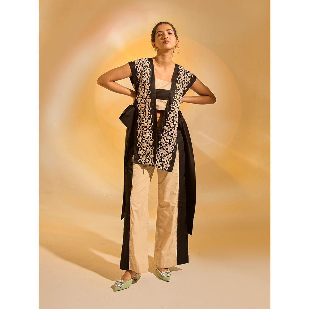 AN'ERA BY ASMITA VERMA Beige Dusk Bustier With Pant And Jacket (Set of 3)