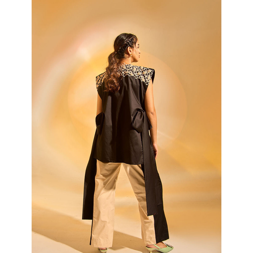 AN'ERA BY ASMITA VERMA Beige Dusk Bustier With Pant And Jacket (Set of 3)