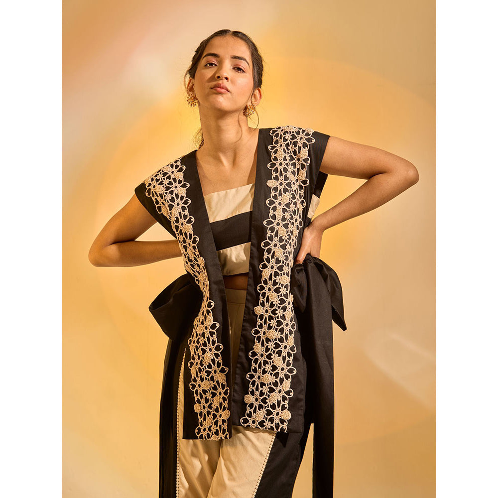 AN'ERA BY ASMITA VERMA Beige Dusk Bustier With Pant And Jacket (Set of 3)