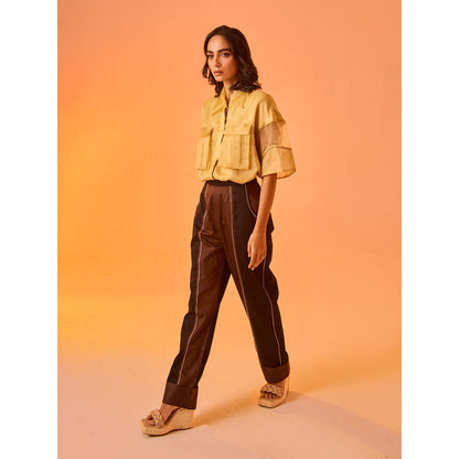 AN'ERA BY ASMITA VERMA Brown Eve Shirt With Pant (Set of 2)
