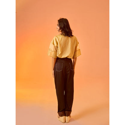 AN'ERA BY ASMITA VERMA Brown Eve Shirt With Pant (Set of 2)