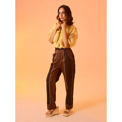 AN'ERA BY ASMITA VERMA Brown Eve Shirt With Pant (Set of 2)