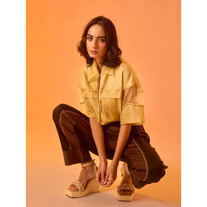 AN'ERA BY ASMITA VERMA Brown Eve Shirt With Pant (Set of 2)