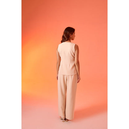 AN'ERA BY ASMITA VERMA Beige Nyssa Top with Pant (Set of 2)
