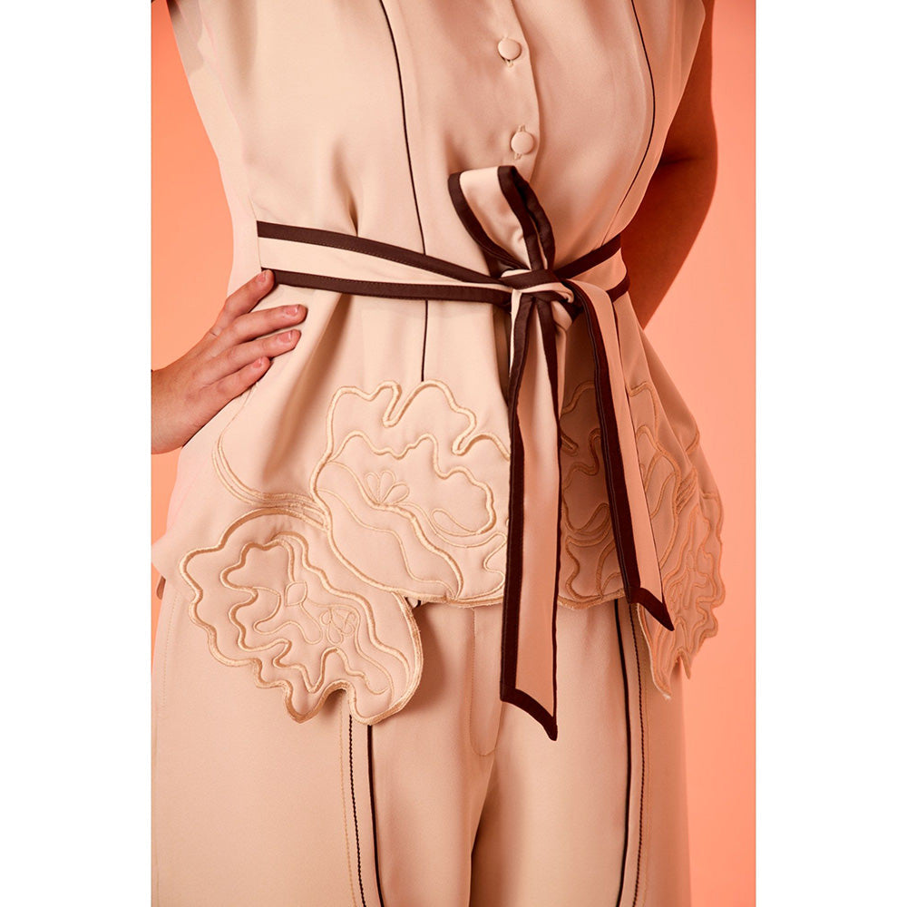 AN'ERA BY ASMITA VERMA Beige Nyssa Top with Pant (Set of 2)