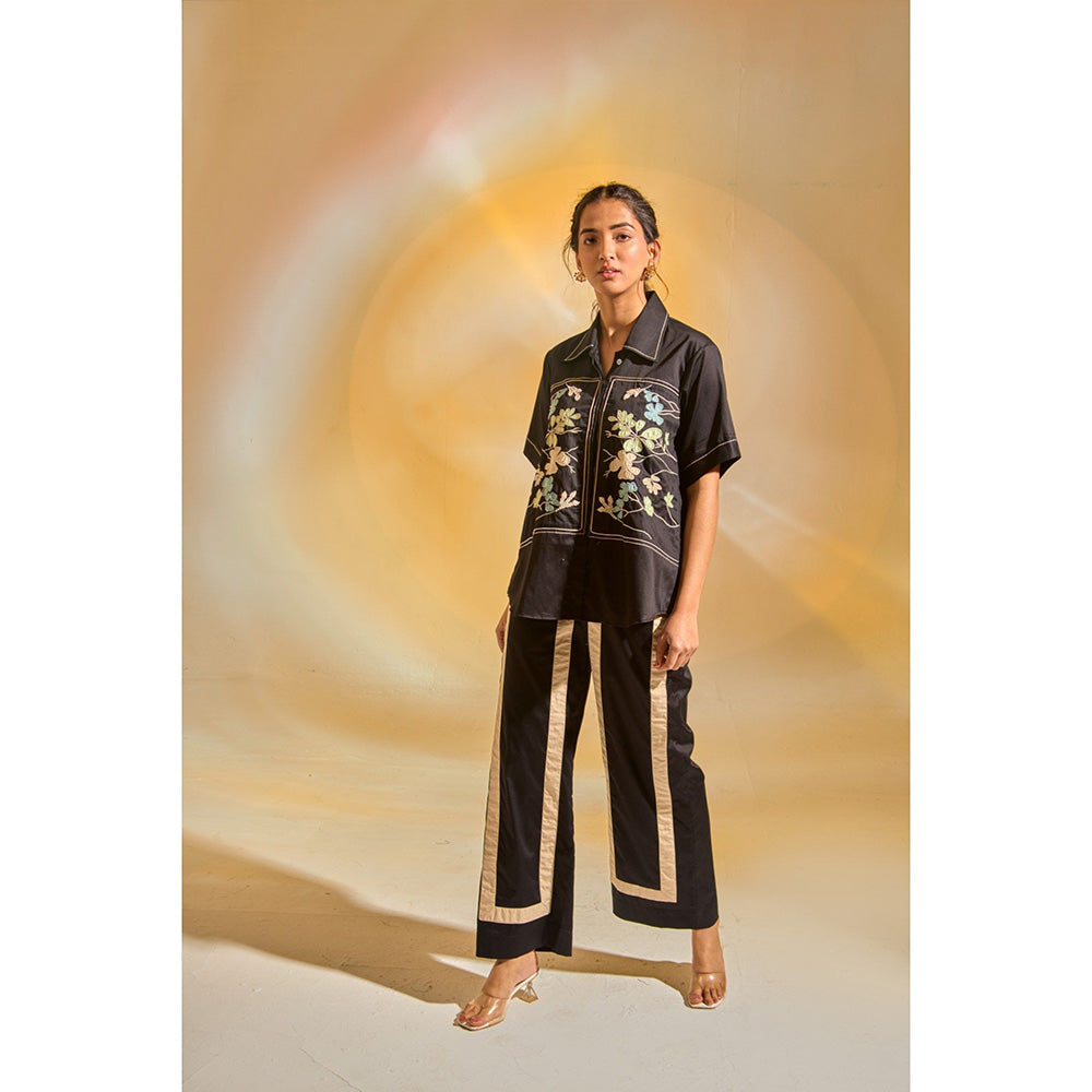 AN'ERA BY ASMITA VERMA Black Laurel Shirt with Pant (Set of 2) (XS)