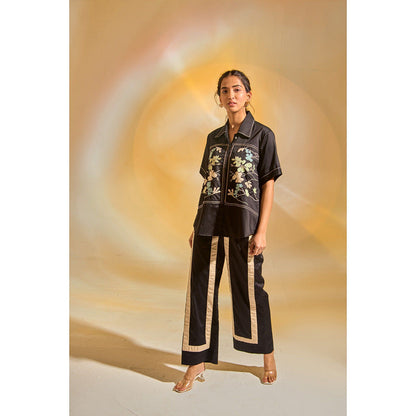AN'ERA BY ASMITA VERMA Black Laurel Shirt with Pant (Set of 2) (XS)