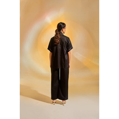 AN'ERA BY ASMITA VERMA Black Laurel Shirt with Pant (Set of 2) (XS)