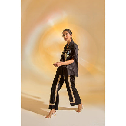 AN'ERA BY ASMITA VERMA Black Laurel Shirt with Pant (Set of 2) (XS)
