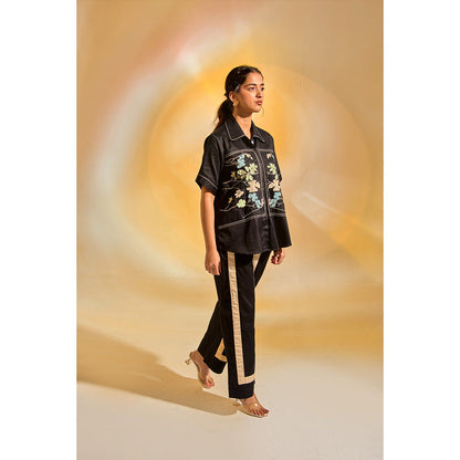 AN'ERA BY ASMITA VERMA Black Laurel Shirt with Pant (Set of 2) (XS)