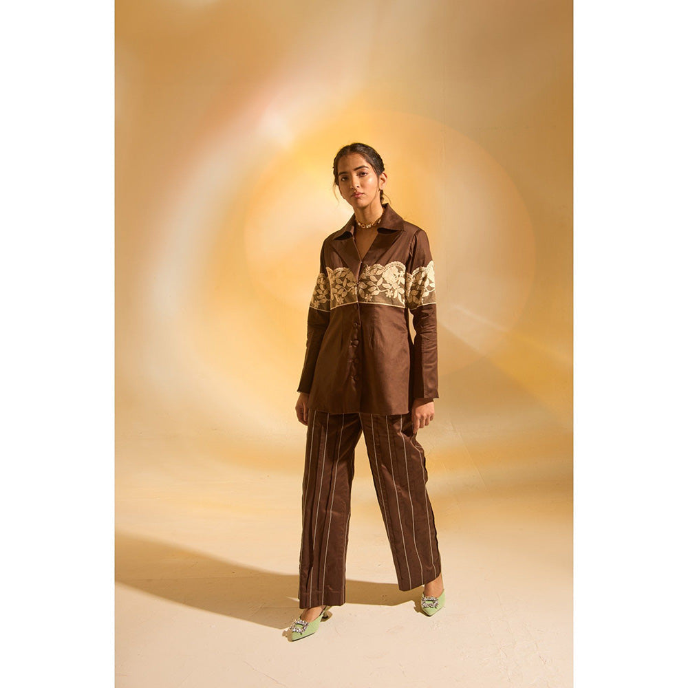 AN'ERA BY ASMITA VERMA Brown Fawn Shirt with Pant (Set of 2)