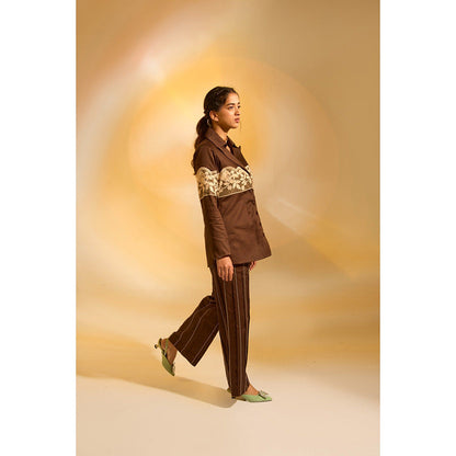 AN'ERA BY ASMITA VERMA Brown Fawn Shirt with Pant (Set of 2)