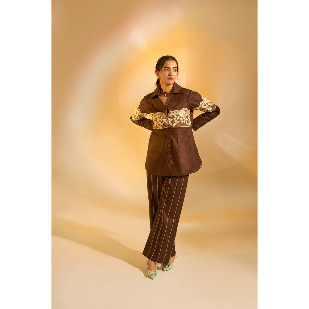 AN'ERA BY ASMITA VERMA Brown Fawn Shirt with Pant (Set of 2)