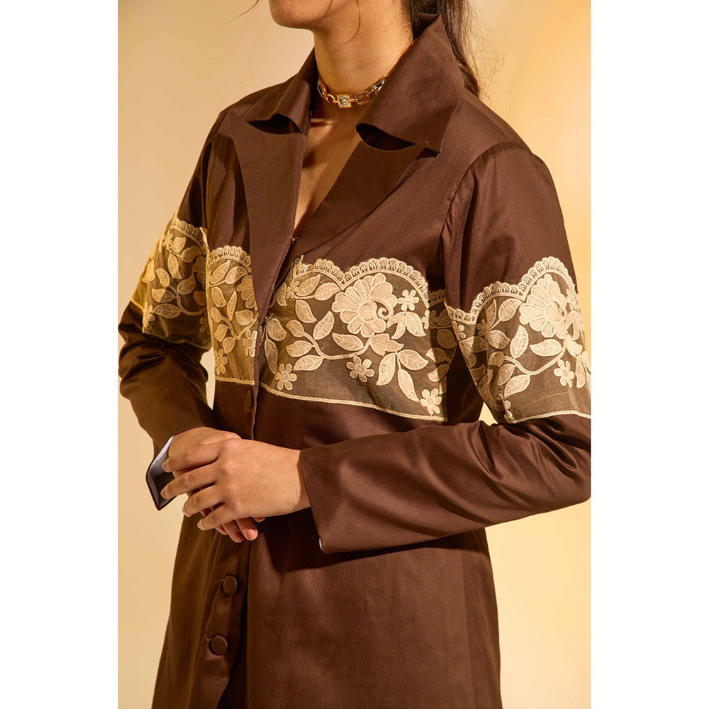 AN'ERA BY ASMITA VERMA Brown Fawn Shirt with Pant (Set of 2)
